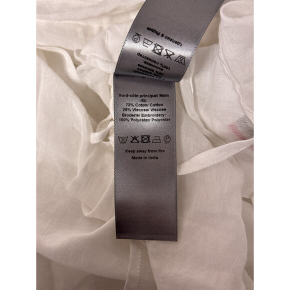 New Zadig Voltaire Top Medium Womens White Cotton Voile Cross Blouse Lightweight - Picture 9 of 9